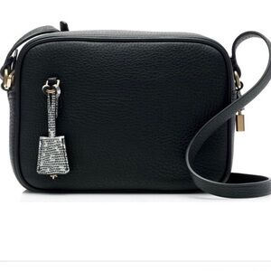 J Crew Black Leather Camera Crossbody Bag